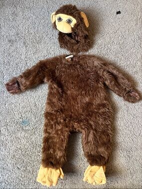 Kids Brown Plush Monkey Costume with Plush Mask